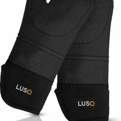 LUSQ® Ovenwanten - Ovenhandschoenen - Hittebestendig Tot 230 °C - Siliconen - Zwart - Koken - Keukenaccessoires - 2 Stuks