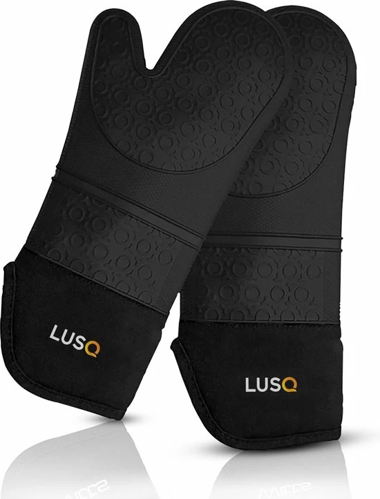 LUSQ® Ovenwanten - Ovenhandschoenen - Hittebestendig Tot 230 °C - Siliconen - Zwart - Koken - Keukenaccessoires - 2 Stuks 3 LUSQ® Ovenwanten - Ovenhandschoenen - Hittebestendig Tot 230 °C - Siliconen - Zwart - Koken - Keukenaccessoires - 2 Stuks