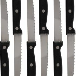 Trendo Set Van 12x Stuks BBQ Steakmessen/vleesmessen Bestek 21.5 Cm - Bestek - Met Kartels